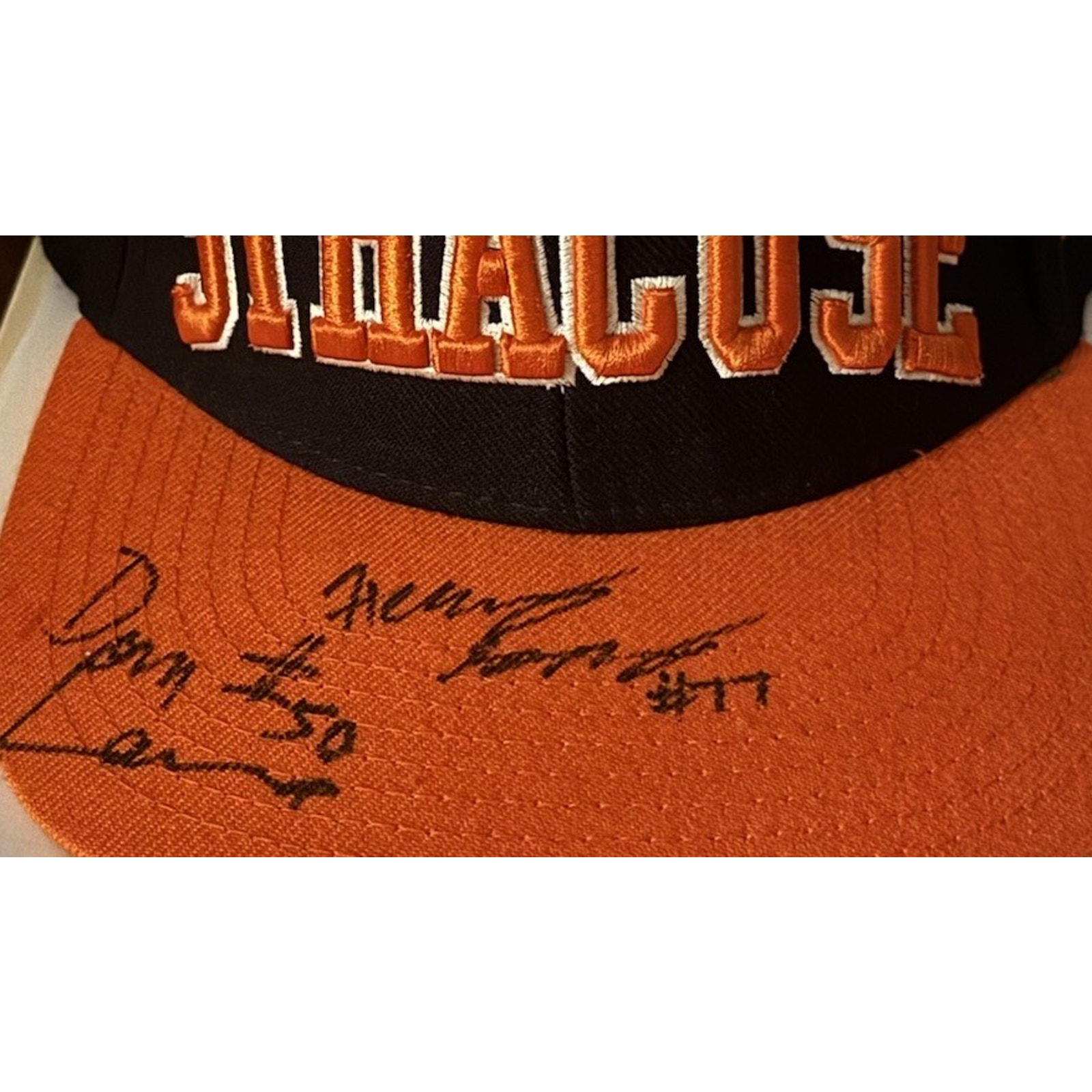 Autographed Syracuse University Hat Black Orange Zephyradjustable Ncaa